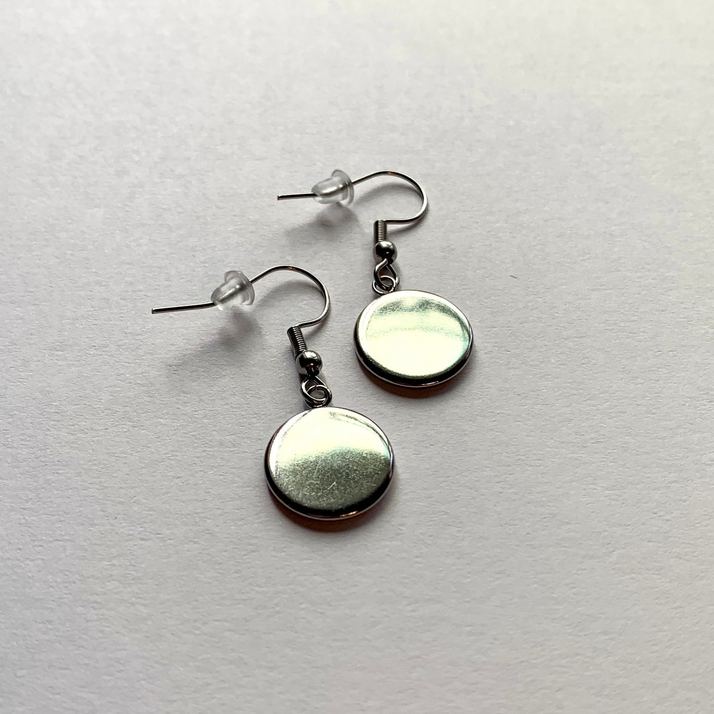 Emerald Green and Metallic Silver Cabochon Dangle Earrings