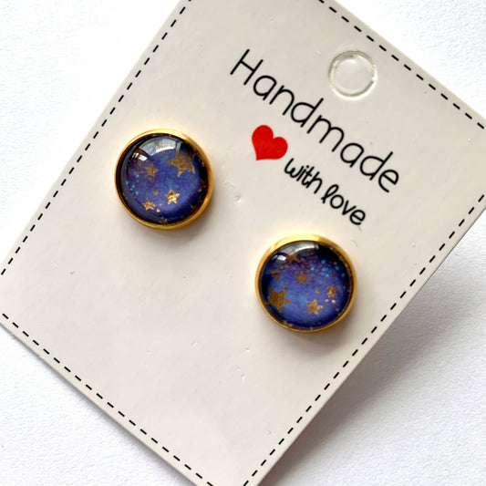 Starry Night Handmade Cabochon Earrings