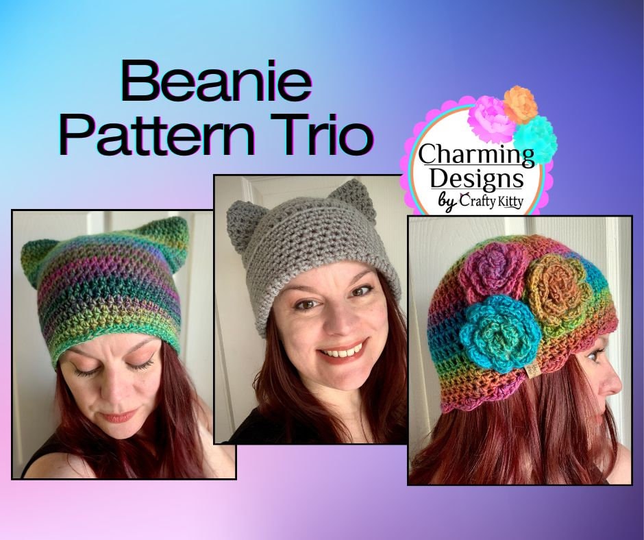 Beanie Crochet Pattern Trio! - Pattern Download Only - PDF download of three separate crochet patterns